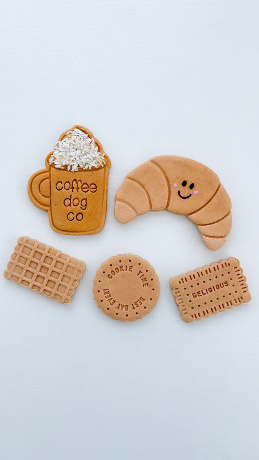 Cheerful croissant, pup cup & biscuits